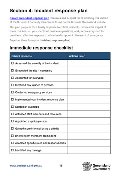 emergency response plan template